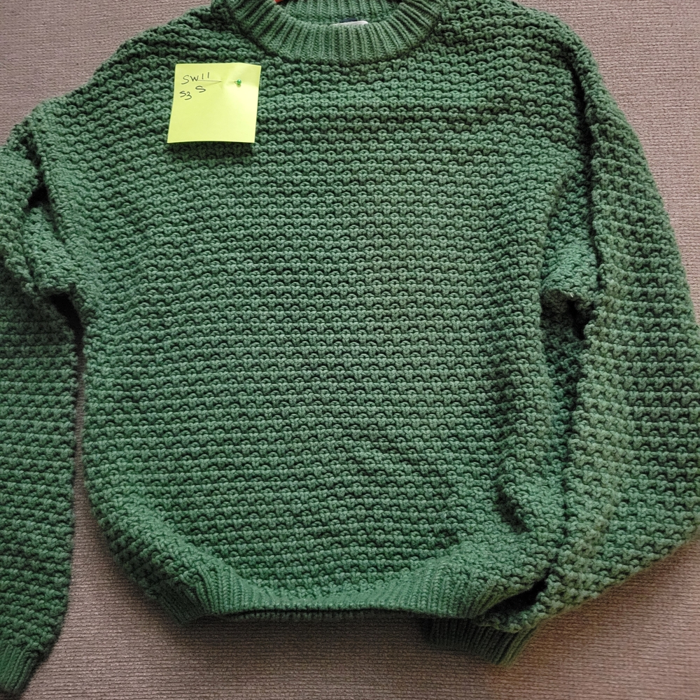 Sw11 Green Textured Knit Sweater